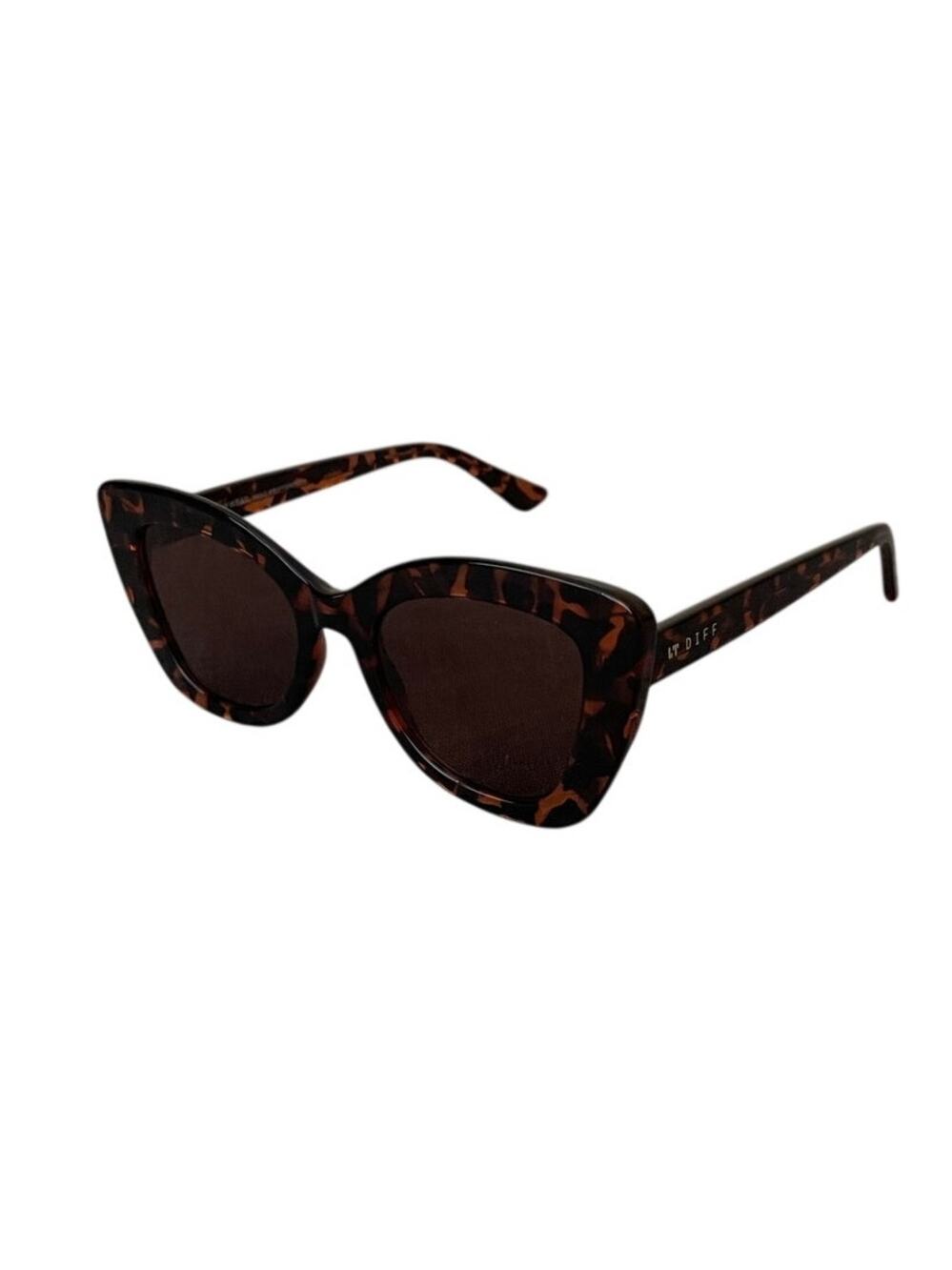 New DIFF Melody Womens Amber Tortoise Pattern Tinted Lenses Cat Eye Sunglasses